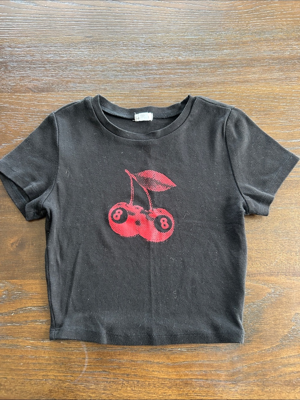 Garage Black Tee with Red Cherry Graphic